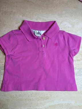 Lilly Pulitzer Hot Pink Girls' Polo with Palm Embroidery